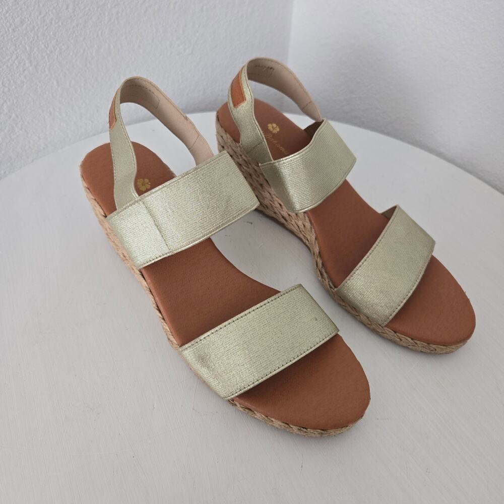 Tommy Bahama Women's Gold Sakura Slingback Wedges Sandals Size 9.5